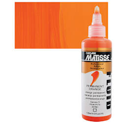 Matisse Fluid Acrylic - Permanent Orange, 135 ml bottle and swatch