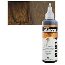 Matisse Fluid Acrylic - Raw Umber, 135 ml bottle and swatch