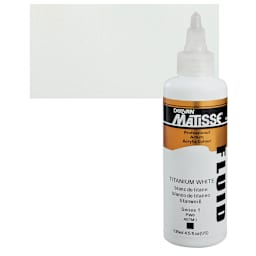 Matisse Fluid Acrylic - Titanium White, 135 ml bottle and swatch