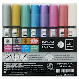 Uni Chalk Markers - Pkg of 8, Metallic, Medium back of packaging