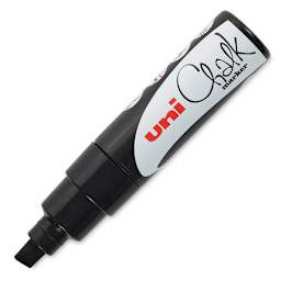 Uni Chalk Marker - Angled view of uncapped 8 mm Black Marker