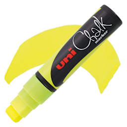 Uni Chalk Marker - Fluorescent Yellow, 15 mm marker and swatch