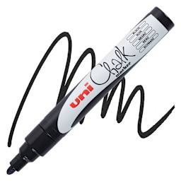 Uni Chalk Marker - Black, 5 mm marker and swatch