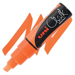Uni Chalk Marker - Fluorescent Orange, 8 mm marker and swatch