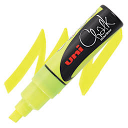 Uni Chalk Marker - Fluorescent Yellow, 8 mm marker and swatch
