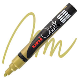 Uni Chalk Marker - Gold, 5 mm marker and swatch