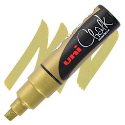 Uni Chalk Marker - Gold, 8 mm marker and swatch