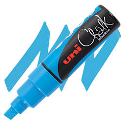 Uni Chalk Marker - Light Blue, 8 mm marker and swatch