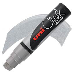 Uni Chalk Marker - Silver, 15 mm marker and swatch