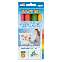 Reversible Tip Paint Marker Sets - Front of blister package of Set of 4 Bright Colors