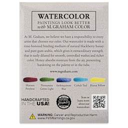 M. Graham Artists' Watercolors - Set of 5, Jewel Tones back of package
