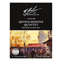 M. Graham Artists' Watercolor Set - Quinacridone, Set of 5 colors, 15 ml tubes (Front of packaging)