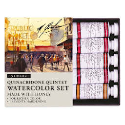 M. Graham Artists' Watercolor Set - Quinacridone, Set of 5 colors, 15 ml tubes (Tubes with packaging)