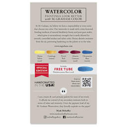 M. Graham Artists' Watercolor - Warm and Cool, Set of 6, 15 ml back of package