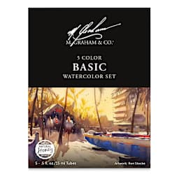M. Graham Artists' Watercolor - Basic Set, Set of 5 Colors, 15 ml tubes (Front of packaging)