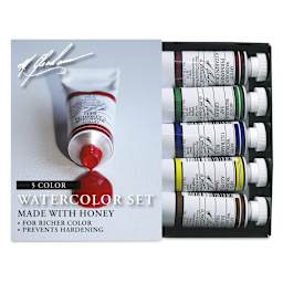 M. Graham Artists' Watercolor - Basic Set, Set of 5 Colors, 15 ml tubes (Tubes with packaging)