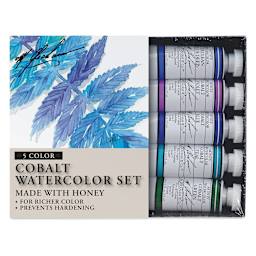 M. Graham Artists' Watercolor - Cobalt Mix Limited Edition Set, Set of 5 colors, 15 ml tubes (Tubes with packaging)