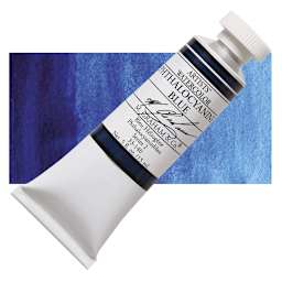 M. Graham Artists' Watercolor - Phthalo Blue, 15 ml Tube and swatch