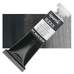 Blockx Artists' Watercolor - Ivory Black, 15 ml tube and swatch