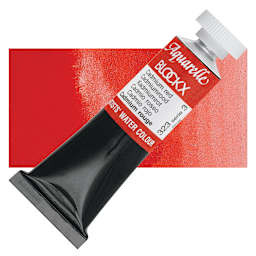 Blockx Artists' Watercolor - Cadmium Red, 15 ml tube and swatch