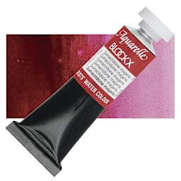 Blockx Artists' Watercolor - Quinacriadone Magenta, 15 ml Tube and swatch