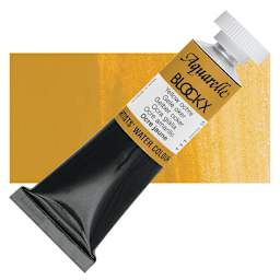 Blockx Artists' Watercolor - Yellow Ochre, 15 ml tube and swatch