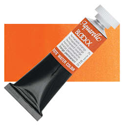 Blockx Artists' Watercolor - Permanent Orange, 15 ml Tube and swatch