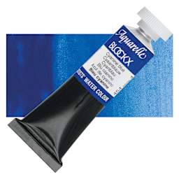 Blockx Artists' Watercolor - Cyanine Blue, 15 ml Tube and swatch