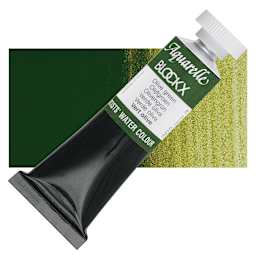 Blockx Artists' Watercolor - Olive Green, 15 ml Tube and swatch