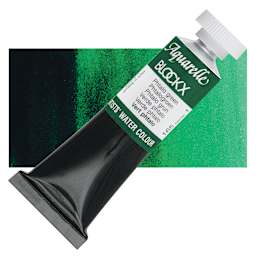 Blockx Artists' Watercolor - Phthalo Green, 15 ml Tube and swatch