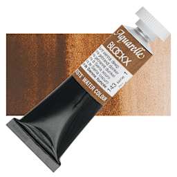 Blockx Artists' Watercolor - Burnt Sienna Deep, 15 ml tube and swatch