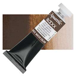 Blockx Artists' Watercolor - Burnt Umber, 15 ml tube and swatch