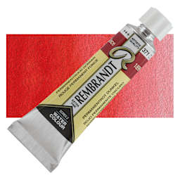 Rembrandt Artist Watercolor - Permanent Red Deep, 10 ml tube and swatch