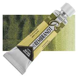 Rembrandt Artist Watercolor - Olive Green, 10 ml tube and swatch