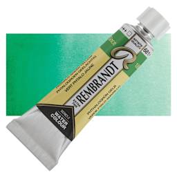 Rembrandt Artist Watercolor - Phthalo Green Yellow, 10 ml tube and swatch