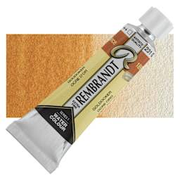 Rembrandt Artist Watercolor - Gold Ochre, 10 ml tube and swatch