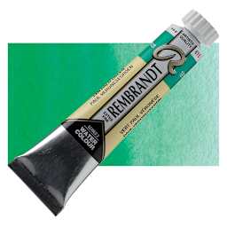 Rembrandt Artist Watercolor - Emerald Green, 20 ml tube and swatch