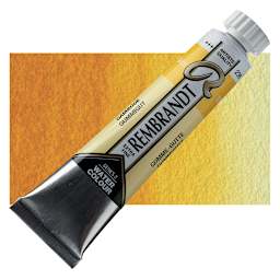 Rembrandt Artist Watercolor - Gamboge, 20 ml tube and swatch
