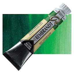 Rembrandt Artist Watercolor - Hookers Green Light, 20 ml tube and swatch