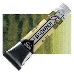 Rembrandt Artist Watercolor - Olive Green, 20 ml tube and swatch