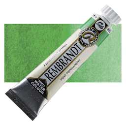 Rembrandt Artist Watercolor - Permanent Green, 20 ml tube and swatch