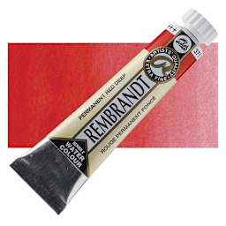 Rembrandt Artist Watercolor - Permanent Red Deep, 20 ml tube and swatch