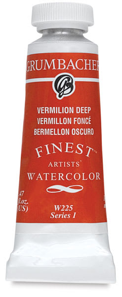 Grumbacher Finest Artists' Watercolor Tubes - Front of Vermilion Deep Tube
