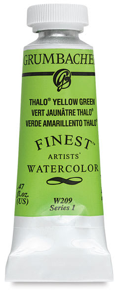 Grumbacher Finest Artists' Watercolor Tubes - Front of Thalo Yellow Green Tube