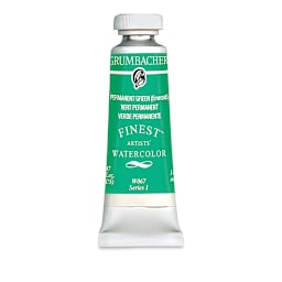 Grumbacher Finest Artists' Watercolor - Permanent Green, 14 ml tube