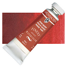 Grumbacher Finest Artists' Watercolor - Brown Madder, 14 ml tube and swatch