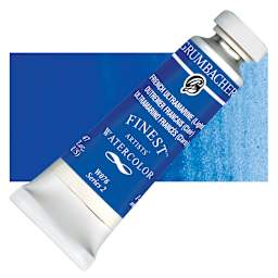 Grumbacher Finest Artists' Watercolor - French Ultramarine, 14 ml tube and swatch