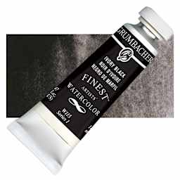 Grumbacher Finest Artists' Watercolor - Ivory Black, 14 ml tube and swatch