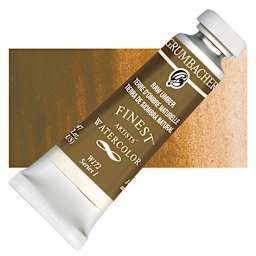 Grumbacher Finest Artists' Watercolor - Raw Umber, 14 ml tube and swatch