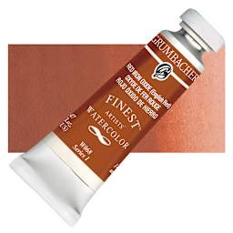 Grumbacher Finest Artists' Watercolor - Red Iron Oxide, 14 ml tube and swatch